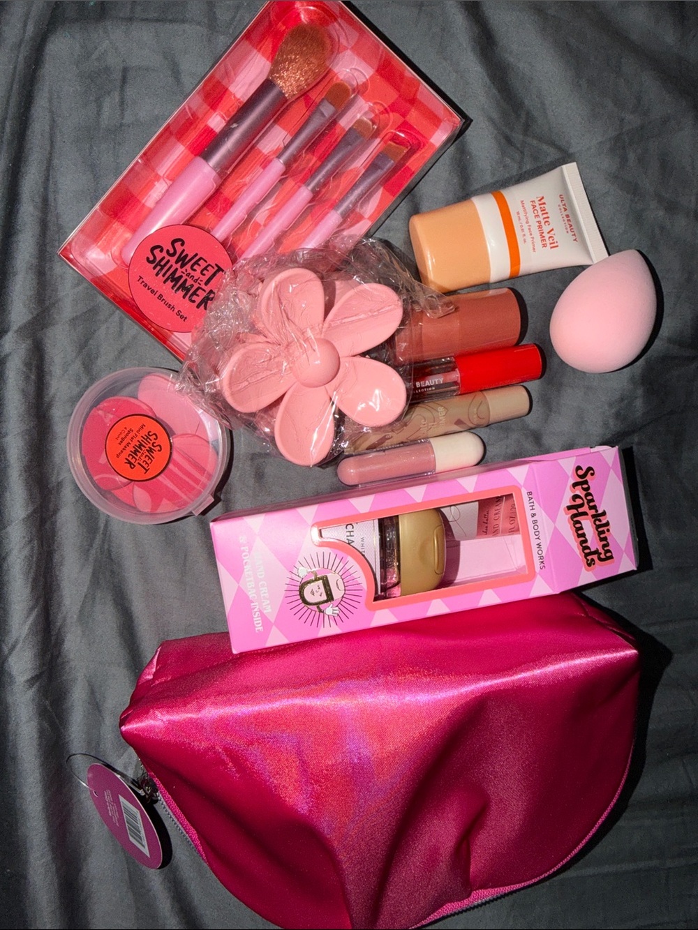 Beauty Set with Pink Makeup Bag - Assorted Pink Cosmetics